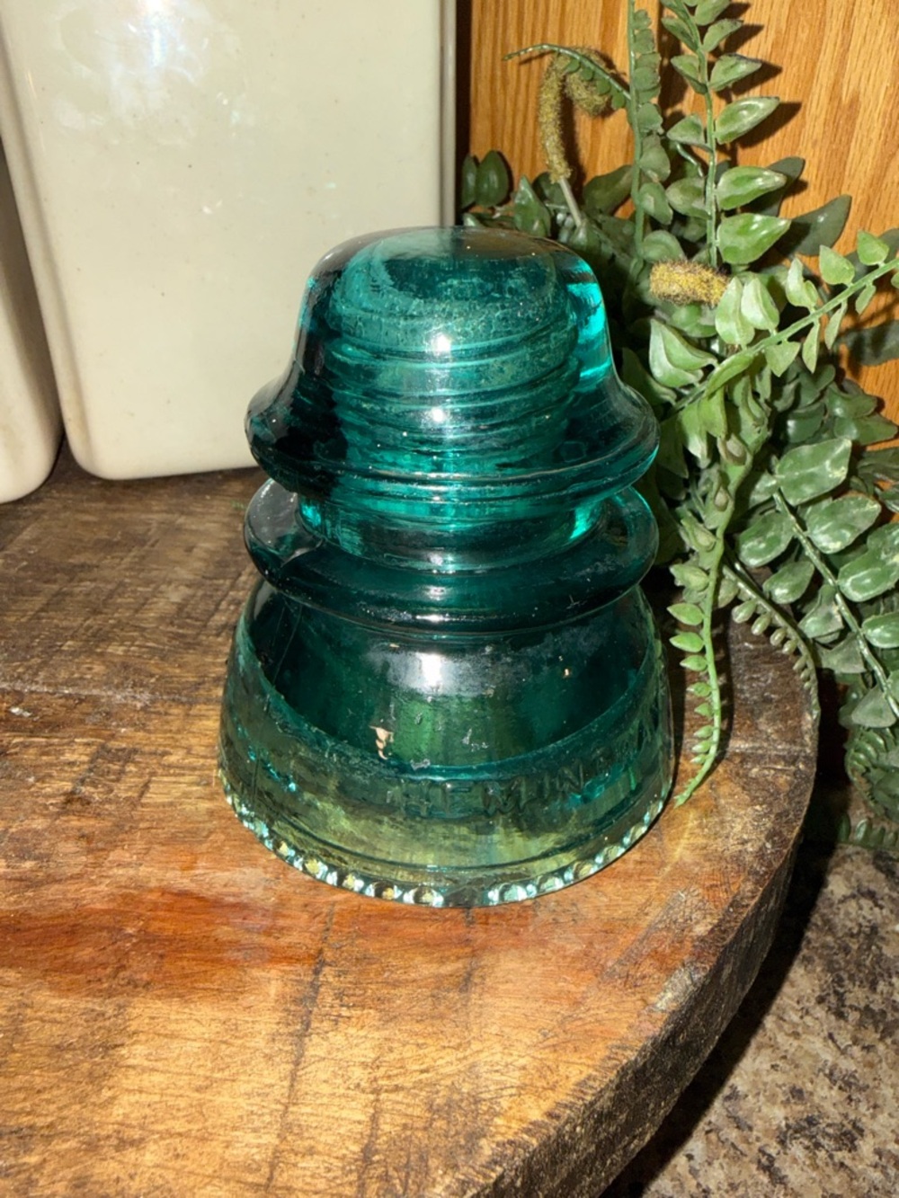 Hemingray 42 Aqua Blue Glass Insulator Embossed Made in USA Vintage Collectible